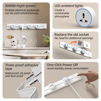Adaptador de Enchufe Extraíble KSQ para Brasil/Italia/UE/Reino Unido/Rusia, 6 Tomas Metálicas, 32A, con Puerto USB, Interruptor, para Cocina y Oficina