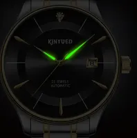 KINYUED J107 Marque lumineuse de qualité Logo personnalisé Squelette Montre automatique Montres-bracelets de luxe pour hommes
