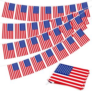Drapeaux américains de 23,3 pieds, 20 mini-drapeaux en guirlande USA, <span class=keywords><strong>rouge</strong></span>, <span class=keywords><strong>blanc</strong></span>, <span class=keywords><strong>bleu</strong></span>, pour le 4 juillet, le Memorial Day - Product Image 1