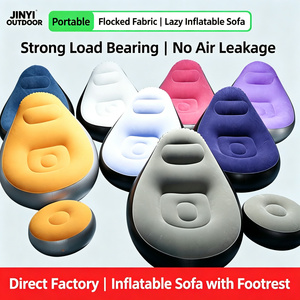 Sofá Inflable con Reposapiés, Sillón de Aire Acolchado para Sala de Estar, Mueble de Descanso con Respaldo Reclinable - Product Image 6