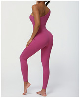 Combinaison une pièce pour femme, col en V, froncée aux fesses, asymétrique à une épaule, sans manches, pour yoga, fitness et sport, séchage rapide, respirante, en Spandex/Nylon