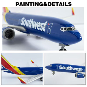 โมเดลเครื่องบินเรซิ่นโบอิ้ง <span class=keywords><strong>B737</strong></span> สายการบินเซาท์เวสต์ ขนาด 1/100 ยาว 37 ซม. พร้อมไฟ LED ที่ล้อจับพื้น ของสะสมสำหรับเทศกาลคริสต์มาส - Product Image 2