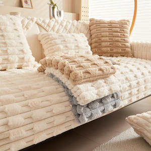 2025 Newest Soft <b>Faux</b> <b>Fur</b> Rabbit Plush Sofa <b>Cushion</b> Luxurious Soft Fluffy Striped <b>Cushion</b> <b>Cover</b> Sofa Pillow Case <b>Cover</b> <b>Cushion</b> - Product Image 1