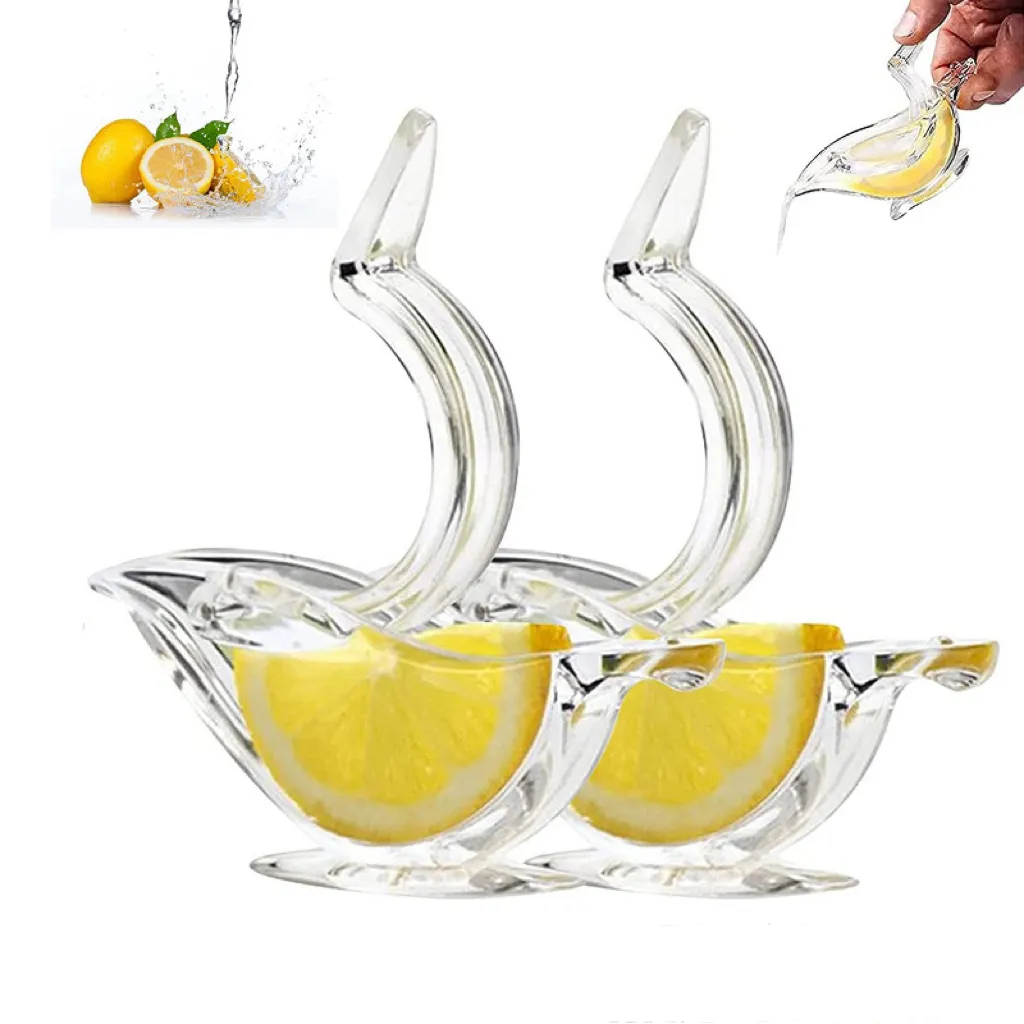 Pemeras Lemon akrilik Manual portabel bentuk burung pemeras buah tekan tangan pembuat jus Lemon