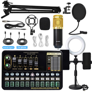 Âm Thanh Card Âm Thanh Trường Hợp Với Bm800 Mic Condenser Microphone Kit Vòng Ánh Sáng Điện Thoại Chủ Giao Diện USB Card Âm Thanh Âm Thanh Mixer Set - Product Image 1