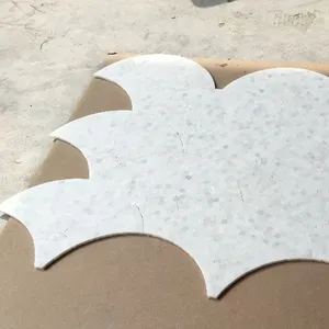 China Supply Natural Stone Carrara White Marble Fan Shaped Fish Scale Tile Mosaic Floor Tile