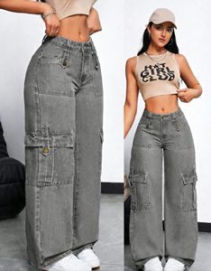 New Mixed Styles <strong>Women</strong> Overalls High Waisted Loose Wide Leg Distressed Denim Pants Casual Streetwear Bow - Product Image 6