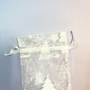 Sac de Noël en <span class=keywords><strong>organza</strong></span> exquis, sacs cadeaux à cordon, <span class=keywords><strong>organza</strong></span> <span class=keywords><strong>blanc</strong></span> pour bijoux - Product Image 5