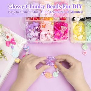 다양한 모양의 아크릴 비즈, 빠르게 인기 있는 1000개 루즈 비즈 참, DIY 팔찌, 목걸이, 키체인, 휴대폰 장식, 공예용 - Product Image 4
