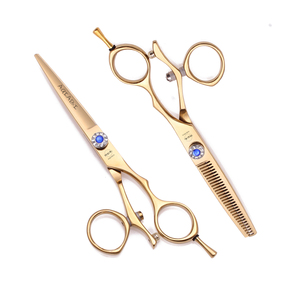 Tijeras Profesionales para Cabello AQIABI 440C de 5.5'' y 6'', Tijeras de Corte de Cabello Doradas, Tijeras de Entresacar para Peluquería A9019 - Product Image 4