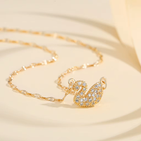 HYL joyería moda popular novia boda circón pequeño Cisne 18K oro collar al por mayor