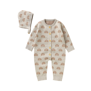 Ensemble de vêtements pour bébé Mimixiong OEKO-TEX, doux, unisexe, motif arc-en-ciel, pyjama en tricot pour bébé avec chapeau, ensemble 2 pièces pour filles et garçons - Product Image 4