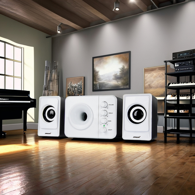 Sada D-205 Active Computer Speaker Mini USB2.1 Desktop Mobile Subwoofer with Microphone Plastic Cabinet for Phone & Notebook