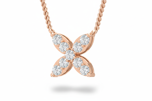 สร้อยคอประดับเพชรลายดอกไม้พร้อมสายโซ่ |   ทอง 14K |   เครื่องประดับเจ้าสาวอินเดีย - Product Image 4