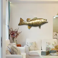 Wall Decor 22-inch Small Mouth Bass Fish Model Texidermy Release Mount Hand-painted Marine Aquarium Home Wall Decor