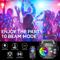 Mini Projecteur Laser R+G 3-en-1 pour Soirée Disco, Boule Magique UV Violette 65 Motifs Mixtes, Son et Télécommande Automatiques pour Chambre