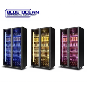 Refroidisseur de bouteille de boisson à porte <span class=keywords><strong>en</strong></span> verre verticale à <span class=keywords><strong>4</strong></span> portes à température unique pour le mode de refroidissement par <span class=keywords><strong>air</strong></span> <span class=keywords><strong>d</strong></span>'épicerie de supermarché - Product Image 4