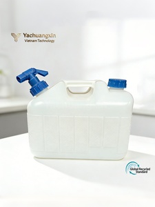 Conteneur de stockage d'eau portable de 5 L avec robinet pour le camping et l'utilisation en extérieur, matériau PP, blanc avec bouchon bleu - Product Image 6