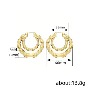 Orecchini a Cerchio Aperti a Doppio Strato per Donne, Design a Nodo di Bambù, Gioielli Oversize di Tendenza - Product Image 4