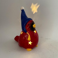 Oiseau rouge en céramique peint à la main avec lumière led