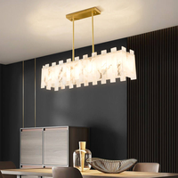 Lustre moderne de luxe en albâtre pour îlot de cuisine long, table à manger, décoration de restaurant, lampe de plafond en marbre