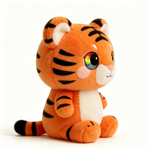 Peluche de Tigre Naranja Suave Personalizable con Rayas Negras y Ojos Grandes, Adorable Peluche de Tigre para Niños y Coleccionistas - Product Image 2
