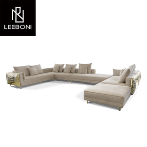 Производитель, роскошный комплект диванов Boca из Латунного материала, секционный угловой диван в форме U-C, роскошный золотой диван - Product Image 2