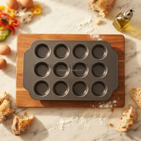 Plaque de cuisson en acier au carbone antiadhésive à 12 cavités pour muffins et mini-gâteaux, vente en gros