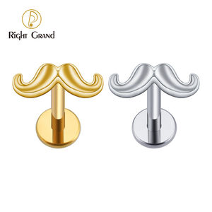 Droite Grand ASTM F136 Titanium 16G Moustache <span class=keywords><strong>Barbe</strong></span> Méduse Monroe Labret Lèvre Piercing Cartilage Conch Tragus Helix Stud Earring - Product Image 1