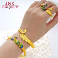 Ouverture du Vietnam Bracelet pour femme en or plaqué cuivre Bague paon Costume cloisonné