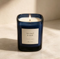 Bougie parfumée de luxe, exclusive, de haute qualité, en céramique moderne, sur le thème de la mer, en pot de 11 onces, marque privée.