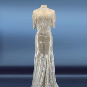 NOVANCE Y2172 primavera 2022 moda donna argento Glitter strass nappa abito da sposa abito da sposa sirena abito da ballo festa - Product Image 1