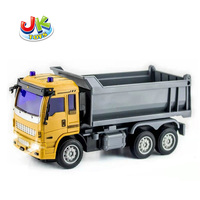 Camión Volquete RC 4 Canales 1:24, Vehículo de Ingeniería a Control Remoto con Luces, Recargable, Juguete Basculante en Caja con Ventana, EN71 ASTM
