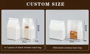 See Through Paper Bag White Bakery Paper Bag Bread Packing Paper Bag Customized Printed Wholesale Bakery Bread Paper Bag With Transparent Window