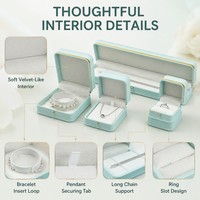 Großhandel Fabrik Schmuck-Geschenkbox Handgefertigte Leder-Schmuck-Reisebox Blaue Ring-Schmuckbox mit Individuellem Logo Verpackung für Schmuck