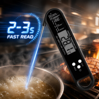 Thermomètre numérique à lecture instantanée pour viande, étanche, avec rétroéclairage, sonde pliable, plage de -50°C à 300°C, précision de 0,8°C, pour barbecue
