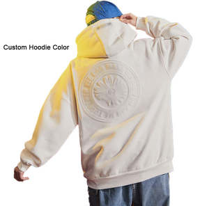 Sweat à capuche en tricot surdimensionné d'hiver avec logo personnalisé en couleur 3D en relief, pull en coton pour homme, streetwear décontracté - Product Image 4