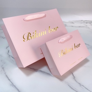 Bolsas de Regalo de Papel Rosa con Logotipo Impreso en Dorado, Asas de Cinta de Satén, Bolsas de Compras Personalizadas de Lujo - Product Image 5