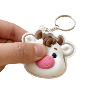 Llavero Antiestrés de PVC con Impresión 3D de Animales de 5cm, Diseño de Vaca, Cangrejo, Oso, Botón de Presión, Adorno Colgante para Bolsa, Venta al por Mayor - Product Image 1