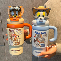 Tasse en acier inoxydable Tom et Jerry 750 ml, gourde pour enfants avec couvercle et boîte cadeau pour offrir et usage domestique
