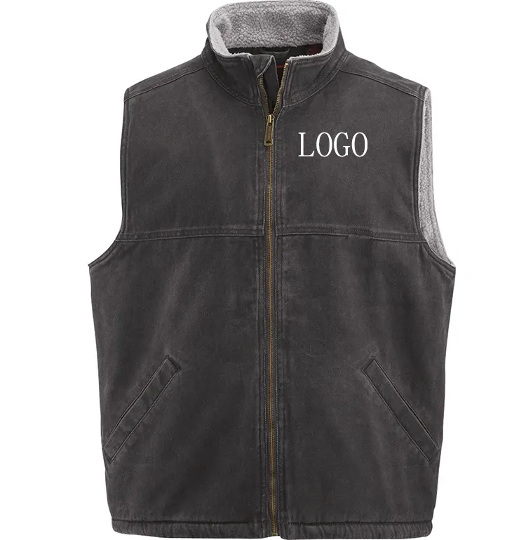 Primavera 2023 fashion casual warm vest custom cotton wool fleece composite full zipper gilet da uomo adatto per giovani uomini