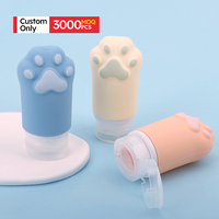MOQ 3000 pièces – Kit de voyage personnalisé en silicone anti-dérapant en forme de patte de chat, pour flacons rechargeables, tubes de lotion, savon et shampoing