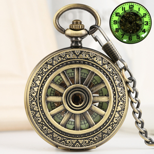 <span class=keywords><strong>Montre</strong></span> de poche mécanique squelette à engrenages steampunk à remontage manuel avec chaîne en bronze vintage à motif creux pour hommes - Product Image 1