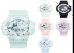 Orologio Digitale da Donna W501 38mm Cassa Rotonda in Plastica Cinturino in Silicone Resistente all'Acqua 3Bar Chiusura a Fibbia Colori Misti - Product Image 1