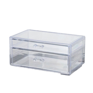 Acrylic Desktop Cosmetic Organizer With 2 <b>Drawers</b> <b>Stackable</b> Storage Box For Makeup Lipstick Nail Polish - Product Image 1
