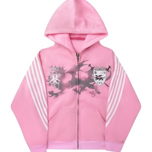 Sudadera con Capucha Personalizada OEM Unisex de Alta Calidad, Ecológica, de Poliéster/Algodón, con Cierre, Cuello Cuadrado, Resistente al Viento, Transpirable, Estilo Urbano Hip Hop - Product Image 4