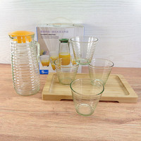 Ensemble de pichets à eau en verre créatifs avec couvercle et poignée, design moderne, sans BPA, vaisselle de fête, cinq pièces