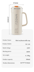 Máquina Portátil Mini para Leche de Soya, Vaso para Jugos de Frutas y Verduras, Mezclador Multifunción con Calentamiento - Product Image 6