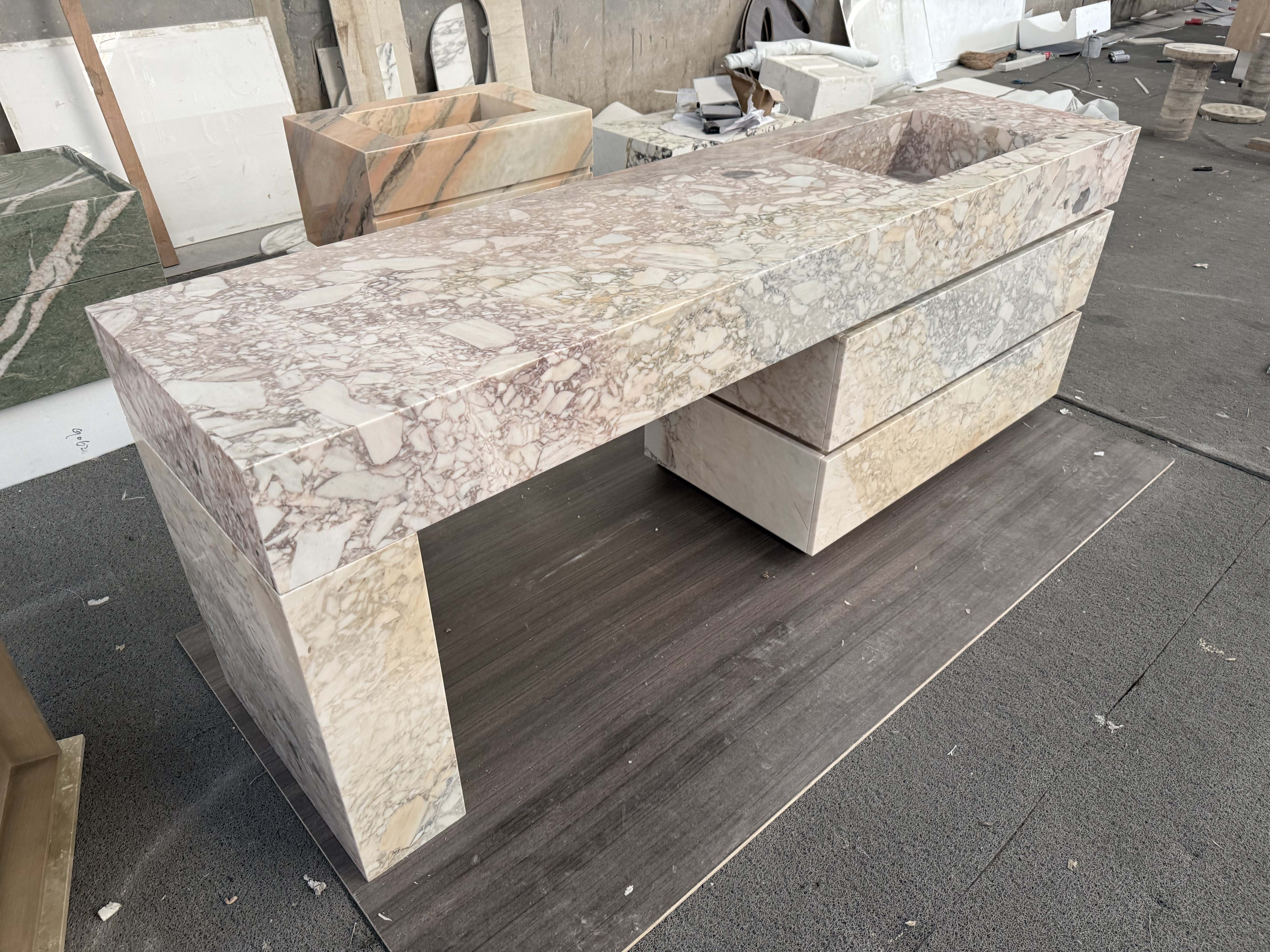 Wood Joinery Marble With Drawer
