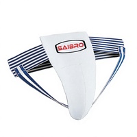 Protège-entrejambe en cuir Saibro avec bande élastique rayée pour l'entraînement toutes saisons